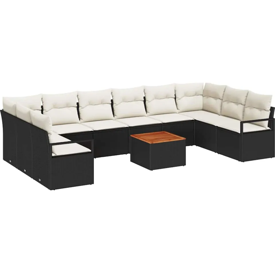 vidaXL Tuinbankenset 11 st Zwart poly rattan, foto 4