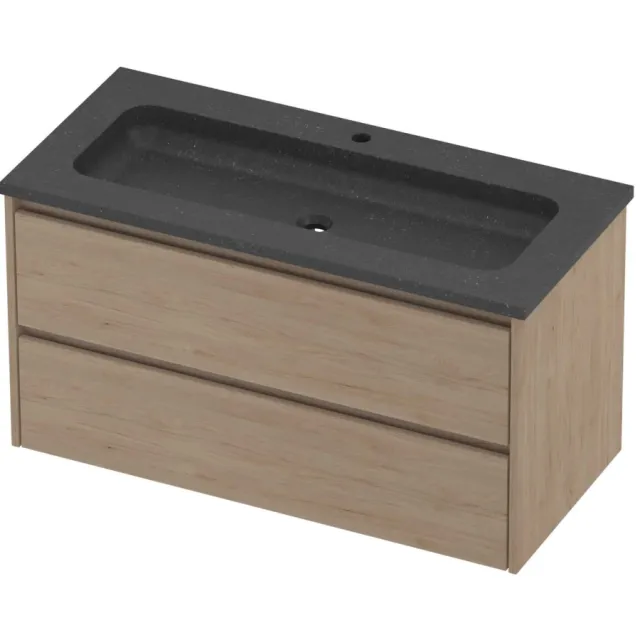 Proline Rollo Badmeubelset Hardsteen Elegant 100x46x54 cm Blue Stone Ideal Oak Eiken