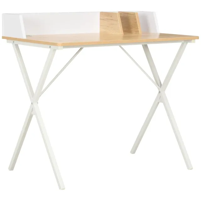 vidaXL Bureau 80x50x84 cm wit en natuurlijk