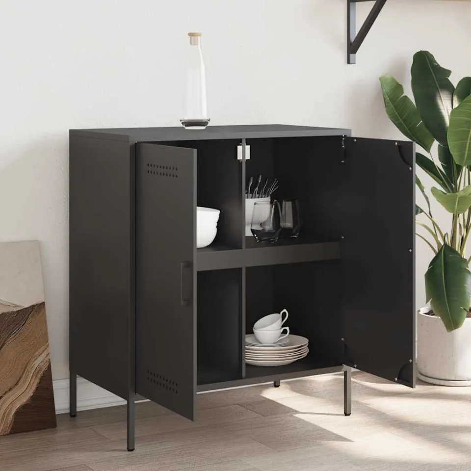 vidaXL Dressoir 68x39x79 cm staal zwart, foto 2