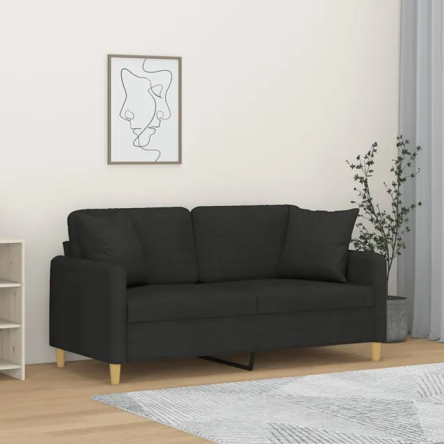 vidaXL Tweezitsbank met sierkussens 140 cm stof zwart