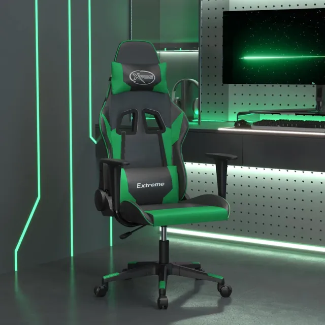 vidaXL Massage gamestoel kunstleer zwart en camouflage Meerkleurig