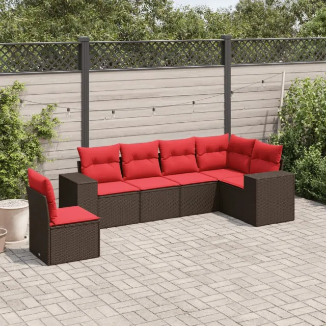 vidaXL 6-delige tuinbankset met kussens, bruin polyrotan, foto 2