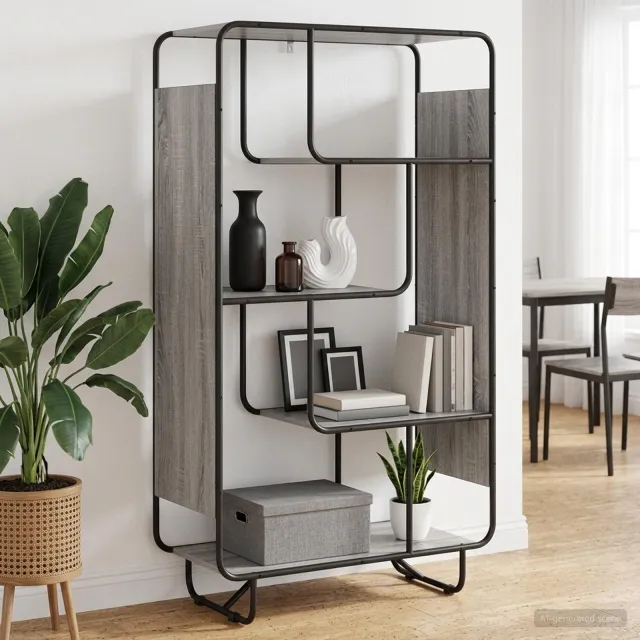 vidaXL Hoge kast Grijs Sonoma 80 x 37,5 x 144 cm Bewerkt hout, foto 2
