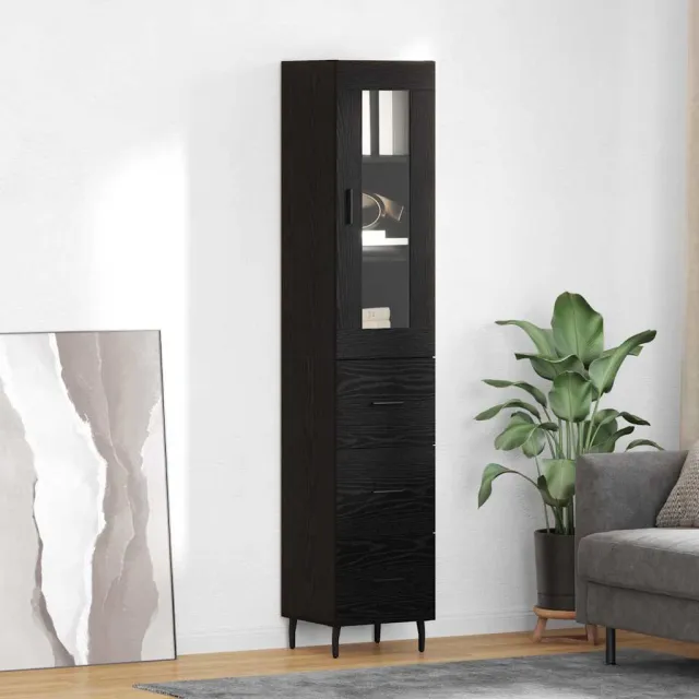 vidaXL Highboard Zwart Eiken 34,5 x 34 x 180 cm Bewerkt hout, foto 2