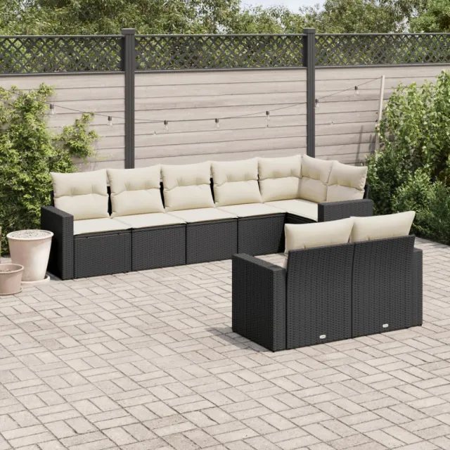 vidaXL 8-delige Loungeset met kussens poly rattan zwart, foto 2