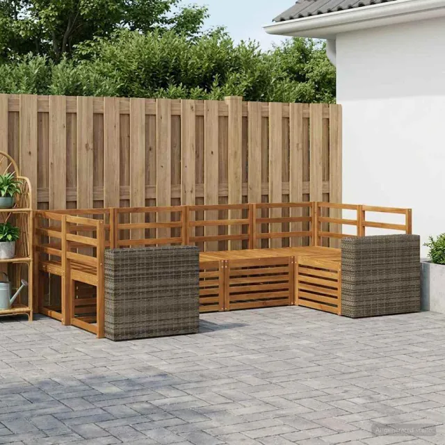vidaXL Buiten bankenset 6 st 6-zits Naturel Massief Acaciahout Bruin
