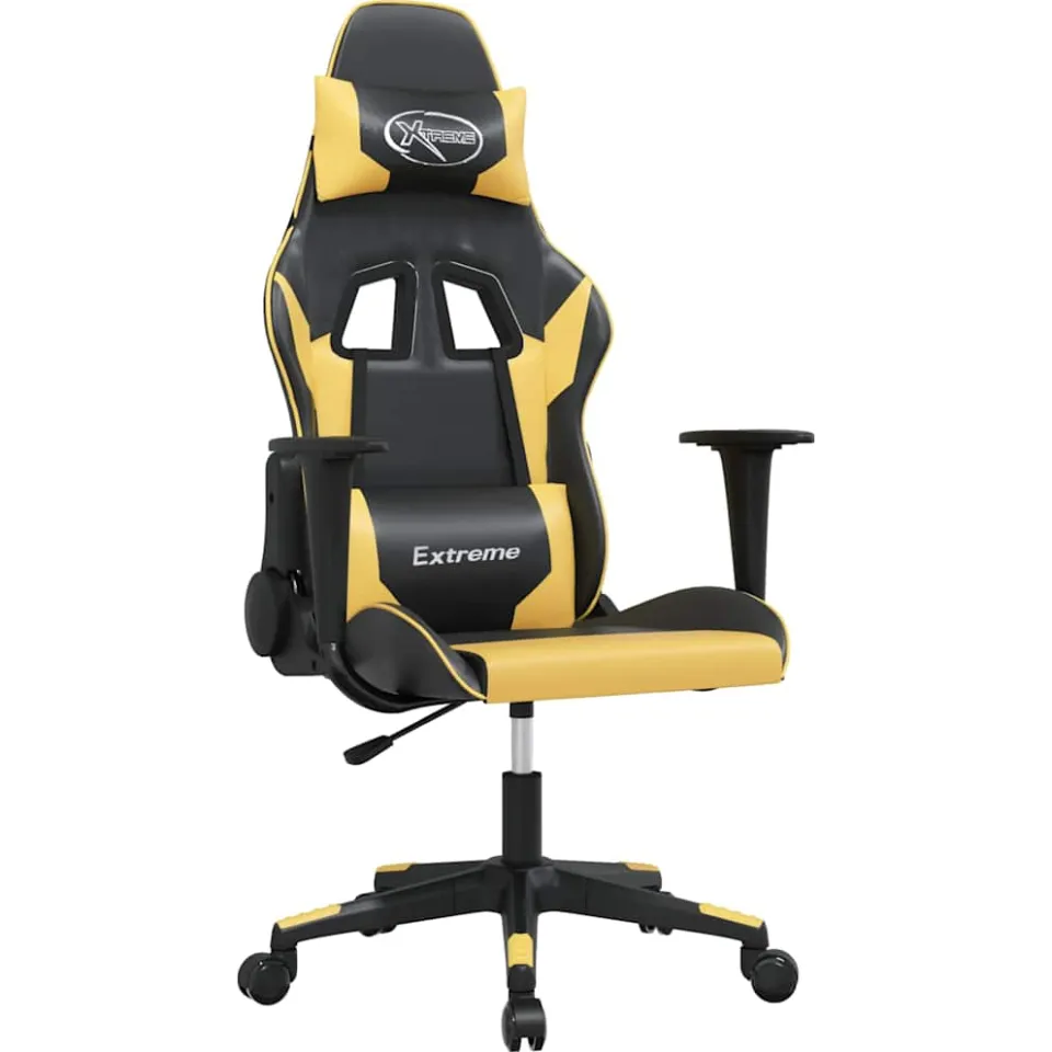 vidaXL Gamestoel kunstleer zwart en goud, foto 3