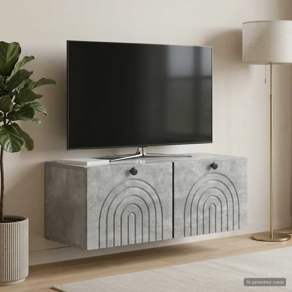 vidaXL Wandbeugel TV-kast Betongrijs 78,5 x 31 x 30 cm Bewerkt hout grijs, foto 4