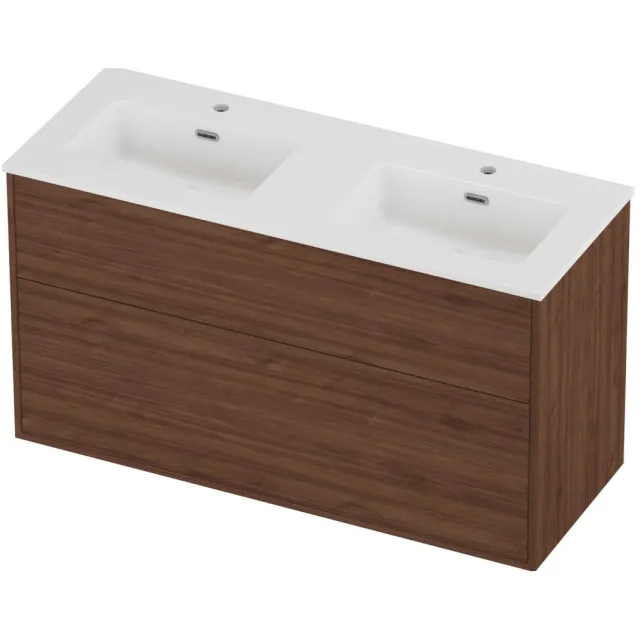 Proline Tribute Badmeubelset Porselein Elegant In Kader 120x46x67 cm Glans Wit Indian Walnut Houtlook