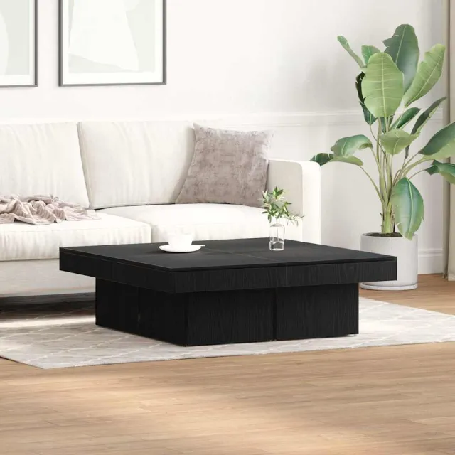vidaXL Salontafel Zwart Eiken 90 x 90 x 28 cm Bewerkt hout, foto 2