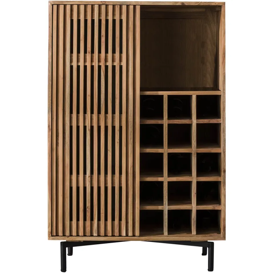 LifestyleFurn Sharolyn wijnkast naturel Massief acacia naturel
