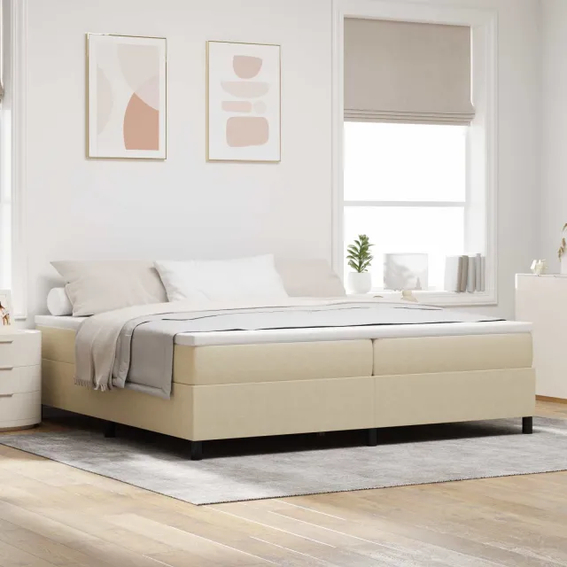 vidaXL Platform bedframe Grijs groen 200 x 200 cm Katoen Stof