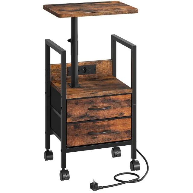 Mura Logistiek Mura Salontafel - Nachtkastje - Bijzettafel - Bedtafel - Laptoptafel - Oplaadstation Met USB-poorten En Stopcontact - Hout Bruin