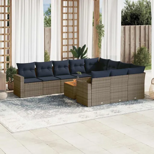 vidaXL Patio Sofa Set 10-zits Grey and Dark Grey, foto 2