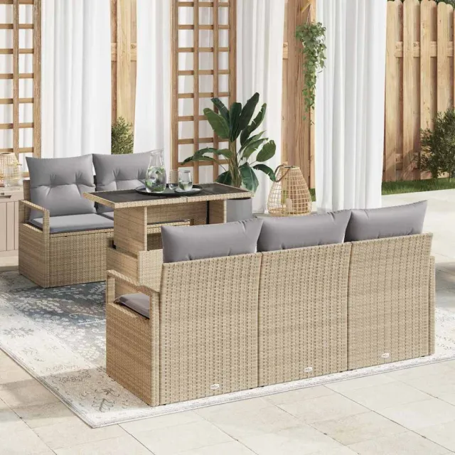 vidaXL Tuin Sofa Set 6 st 5-zits Beige en Licht Grijs poly rattan