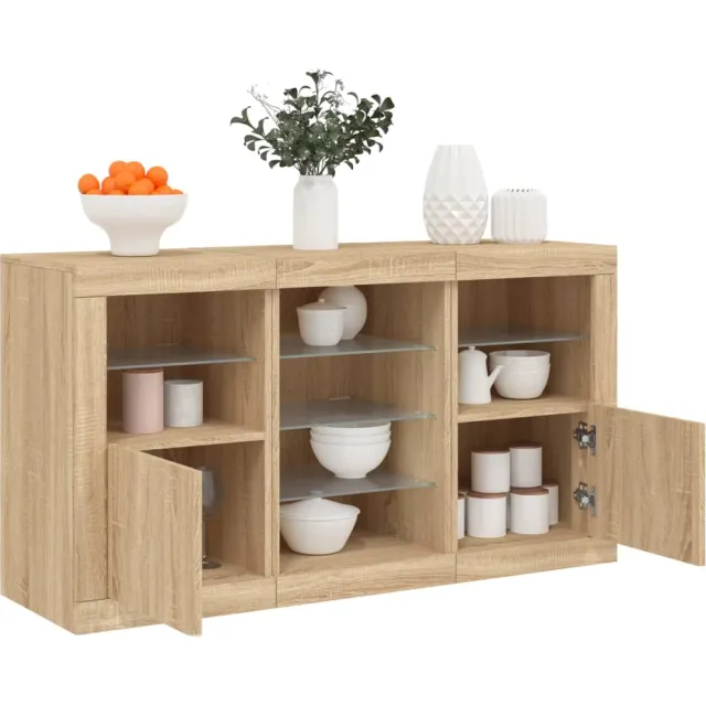 vidaXL Dressoir met LED-verlichting 123x37x67 cm sonoma eikenkleurig Bruin