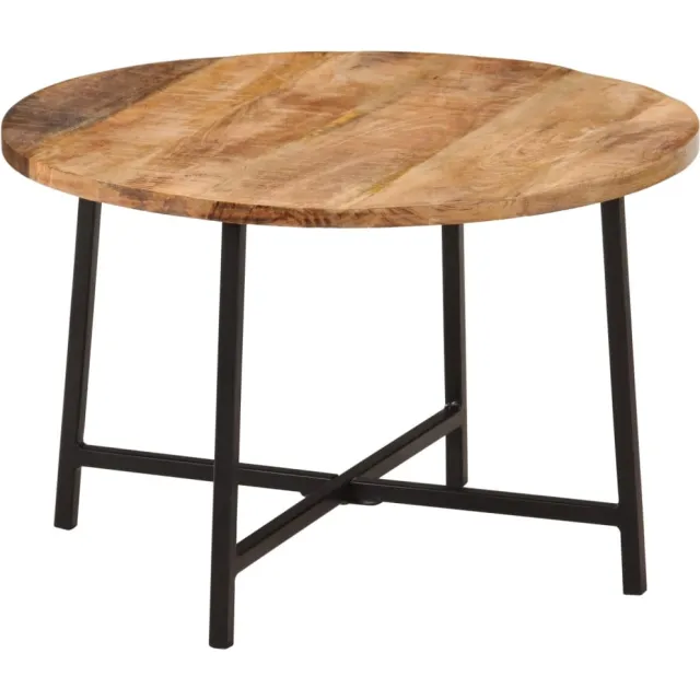 vidaXL Salontafel 54x54x35 cm massief mangohout en ijzer Bruin