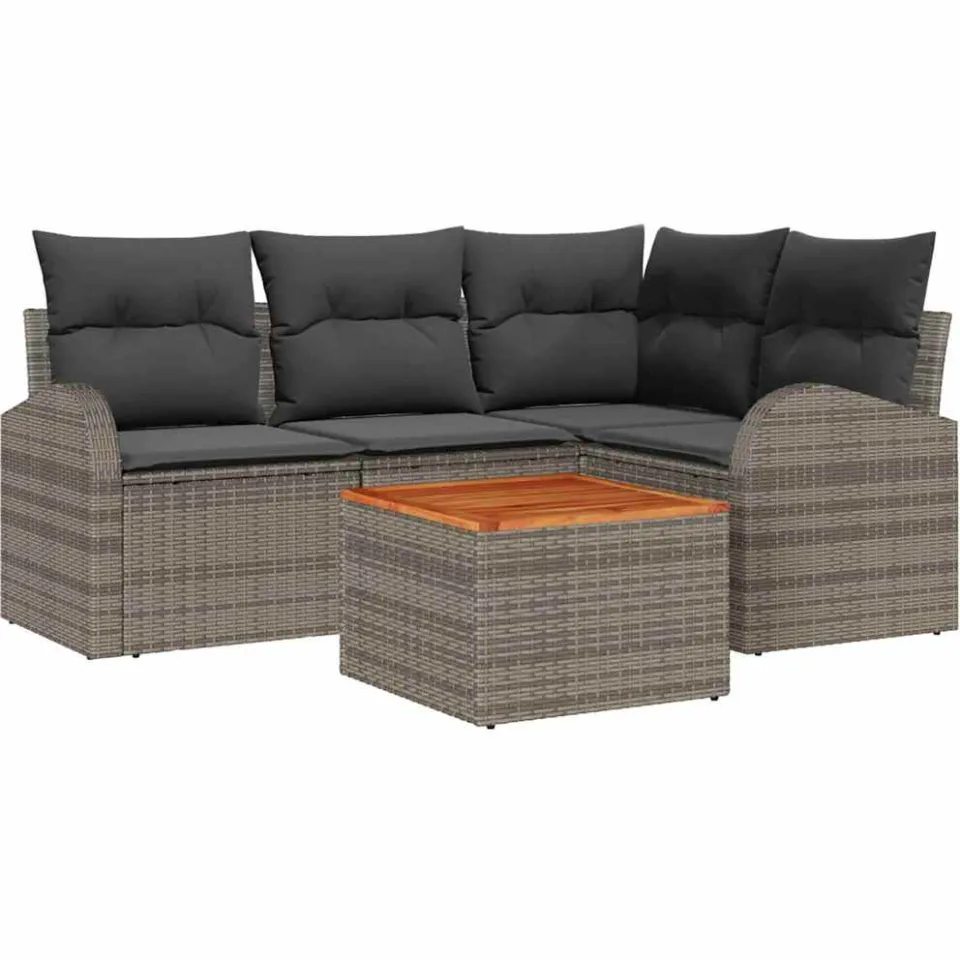 vidaXL Tuinbankenset 5 st Grijs poly rattan
