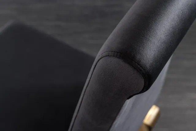 Invicta Interior Elegante stoel MODERN BAROQUE zwart fluweel gouden poten van roestvrij staal - 42316 Zie omschrijving