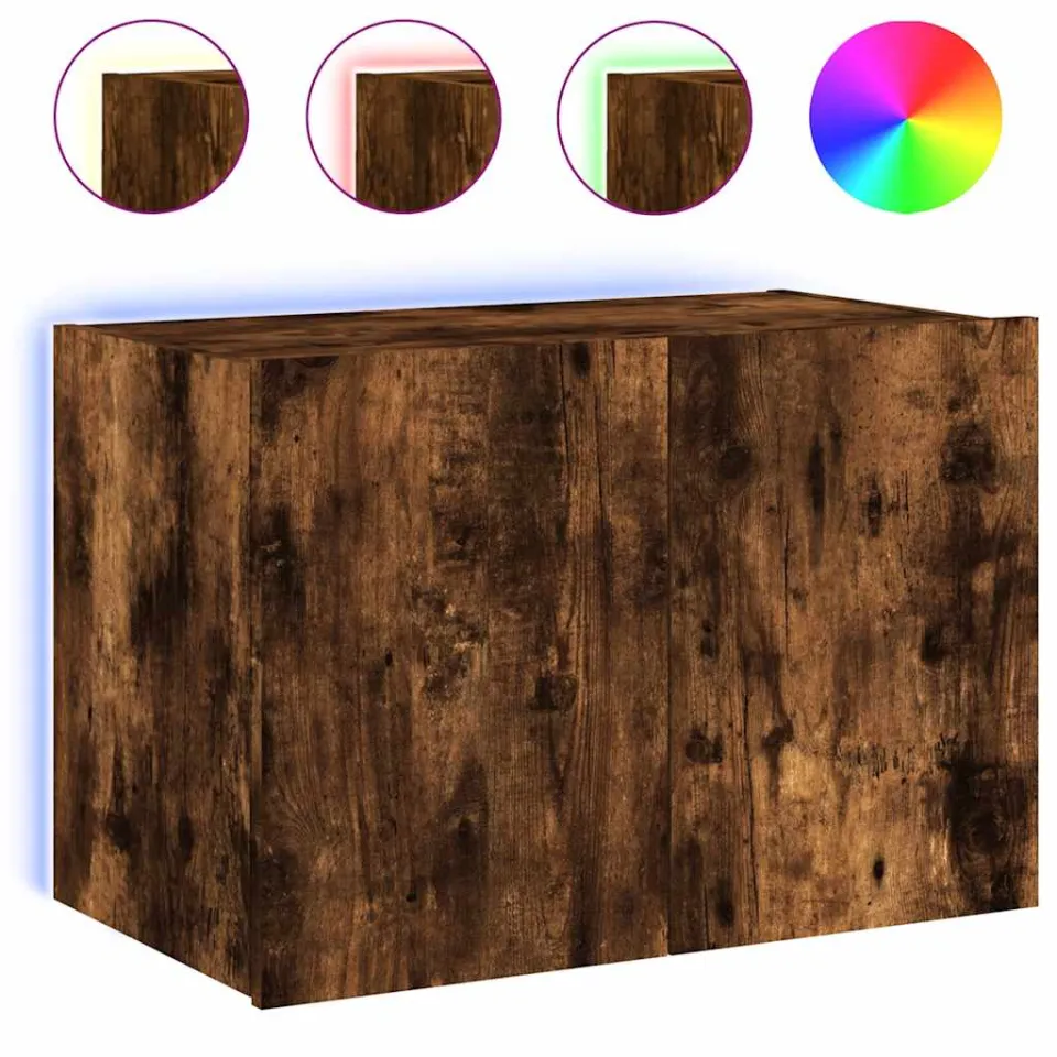 vidaXL Tv-wandmeubel met LED-verlichting 60x35x41 cm gerookt eiken, foto 3