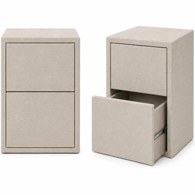 Mörgenn Nachtkastje Full - 2 Push-to-open Lades - Dicht Model - Roest - 40x40x60 cm Roest (SIC Austin 9)
