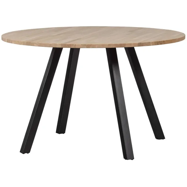 WOOOD Tablo Tafel Rond met 2-Standen Poot - Eiken/Metaal - 75x120x120 untreated