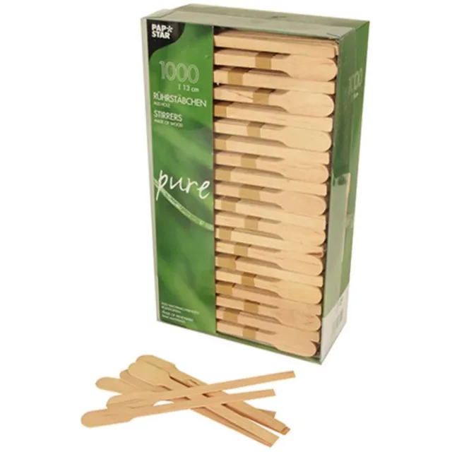 Papstar 100 Roerstaafjes hout pure 13cm natuur