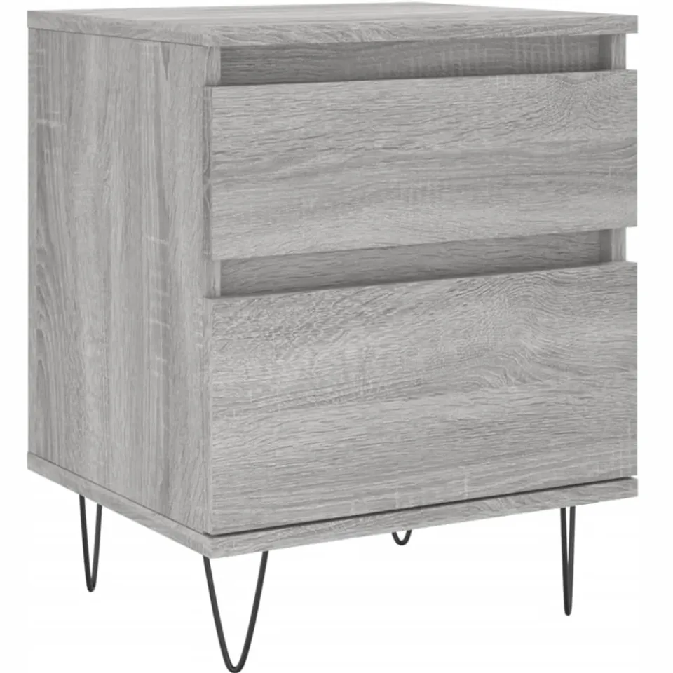 vidaXL Nachtkastje 40x35x50 cm bewerkt hout grijs sonoma eikenkleurig