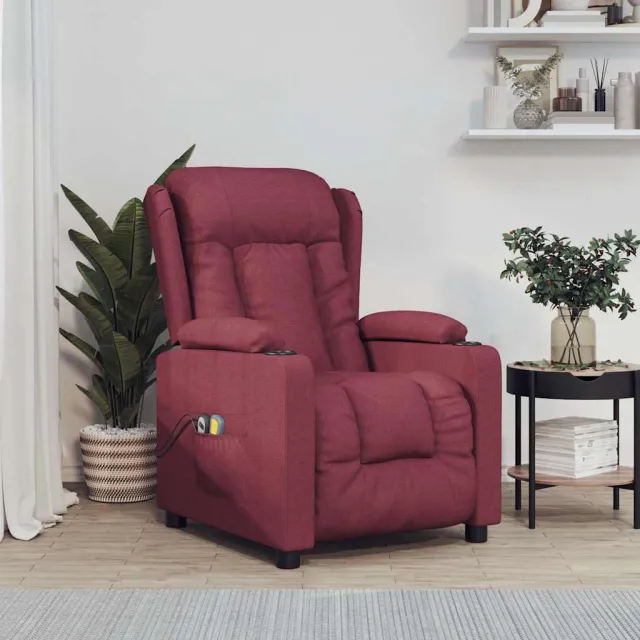 vidaXL Massagestoel elektrisch stof wijnrood, foto 2