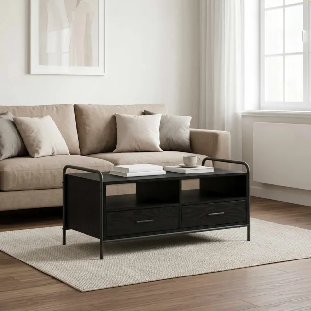 vidaXL Salontafel Zwart eiken 99,5 x 49 x 46 cm Bewerkt hout, foto 2