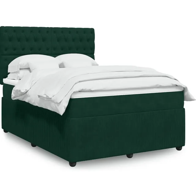 vidaXL Boxspring met matras fluweel donkergroen 140x190 cm groen