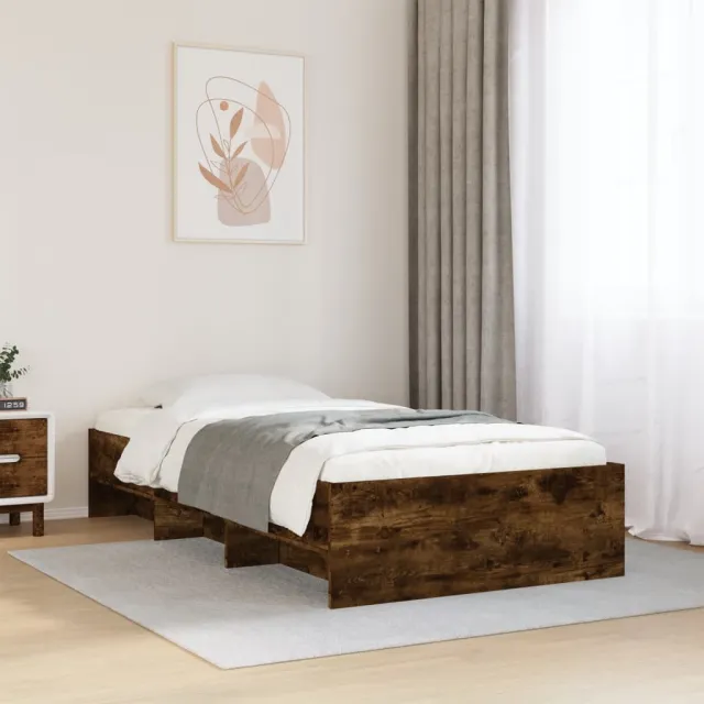 vidaXL Bedframe zonder matras hout gerookt eikenkleurig 100x200 cm Bruin