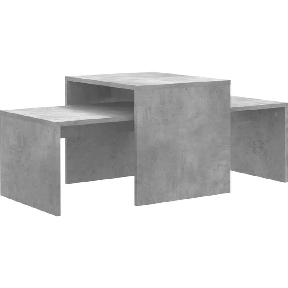 vidaXL Salontafelset 100x48x40 cm bewerkt hout betongrijs grijs, foto 3