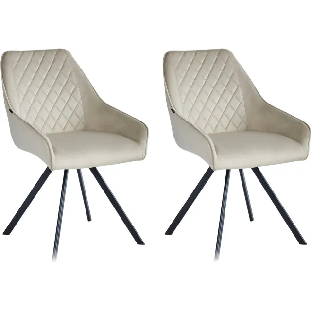 Colenis Elias Eetkamerstoel - Set Van 2 - Beige - Velvet - 180° draaibaar