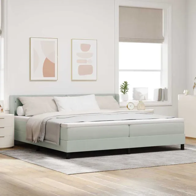 vidaXL Boxspringbed met hoofdeinde Lichtgrijs 200 x 200 cm Fluweel