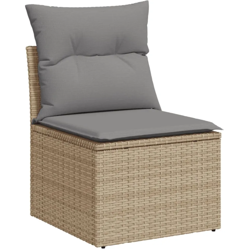 vidaXL 10-delige Loungeset met kussens poly rattan beige