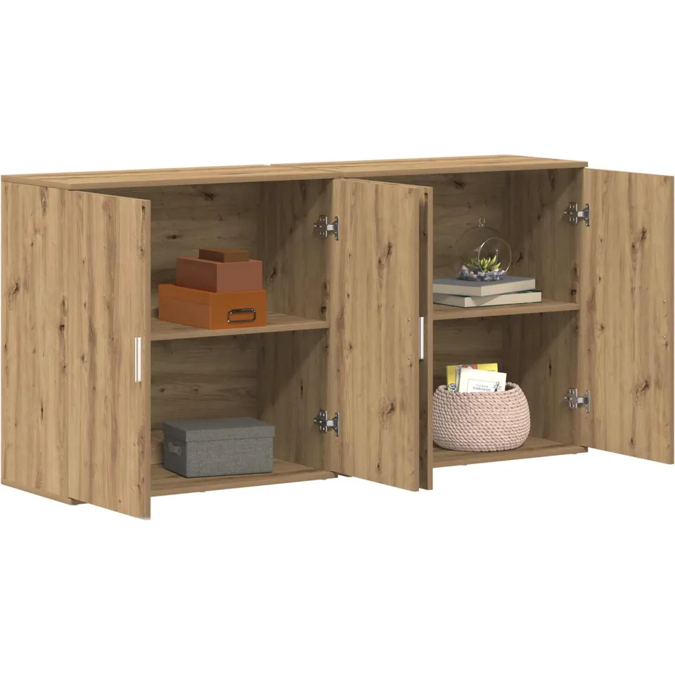 vidaXL Dressoir 2 st Artisan Eiken 79 x 38 x 80 cm Bewerkt hout Bruin