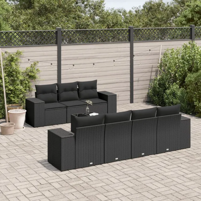 vidaXL 8-delige Loungeset met kussens poly rattan zwart, foto 2