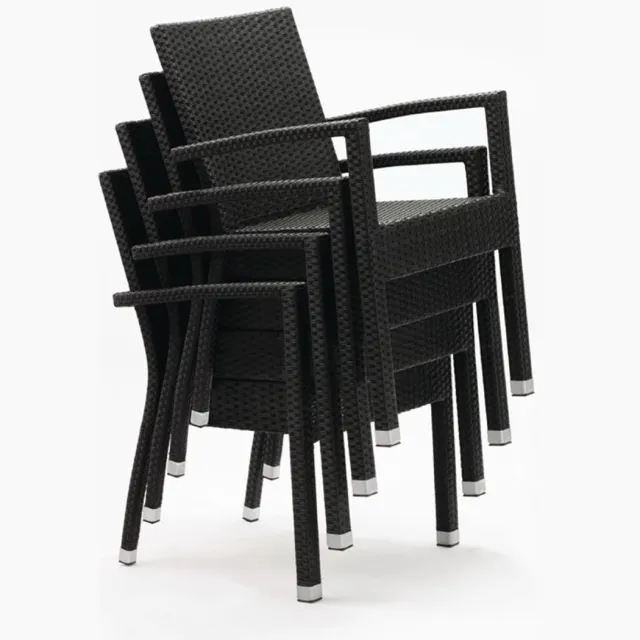 Bolero Kunststof Rotan Stoel Zwart ( Set van 4 )