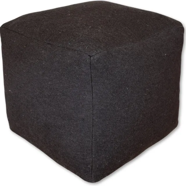 Poufs&Pillows Vierkante Poef - Handgemaakt - Donkerbruin - Gemaakt uit Wol en Katoen - Poef van stof - 40x40x35 cm