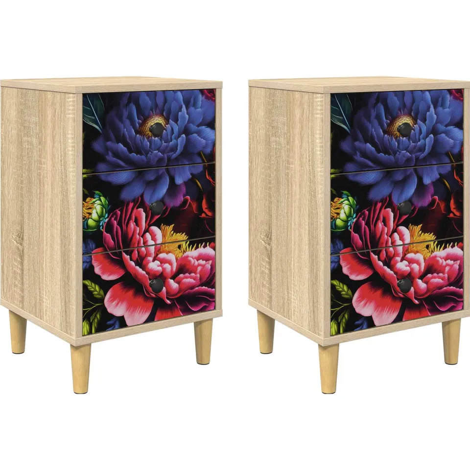 vidaXL Nachtkastje KIEL 2 st Sonoma Eiken 36 x 33 x 60 cm Bewerkt hout, foto 3