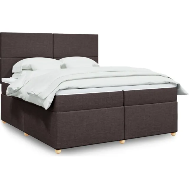 vidaXL Boxspring met matras stof donkerbruin 200x200 cm bruin