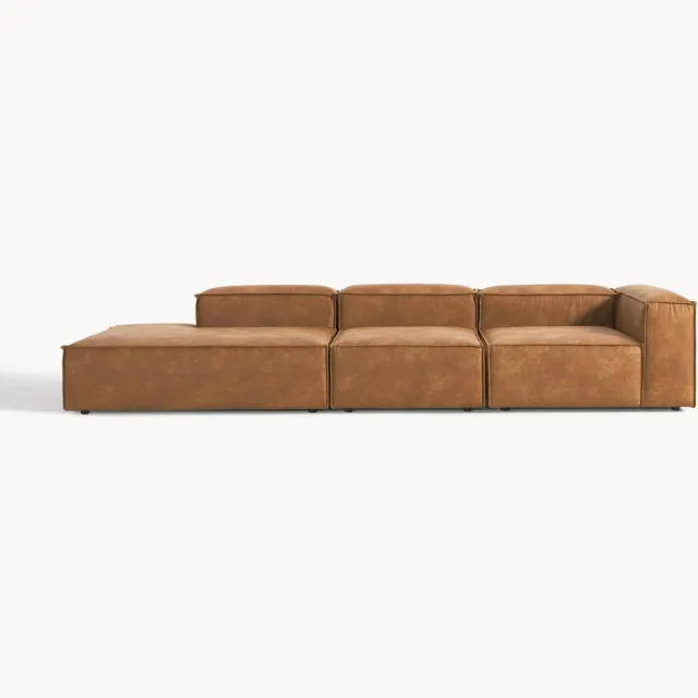 Westwing Collection XL modulaire lederen chaise Lennon bruin