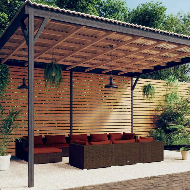 vidaXL 10-delige Loungeset met kussens poly rattan bruin, foto 2