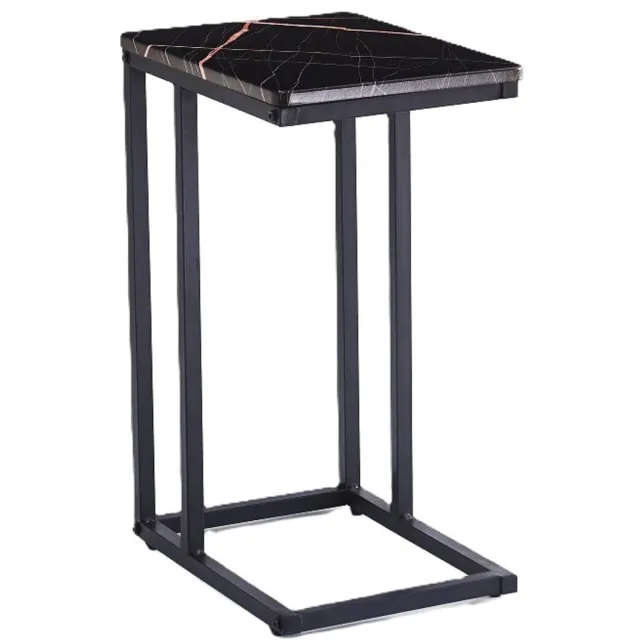 Ceruzo Bijzettafel – Black Pink Marble MDF - Zwart Frame – 30x40x60cm -Bijzettafel voor Bank