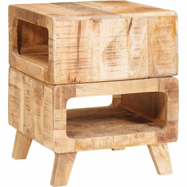 vidaXL Bijzettafel - met - plank - Bruin - 40 - x - 40 - x - 49 - cm - Massief - Mango - Hout
