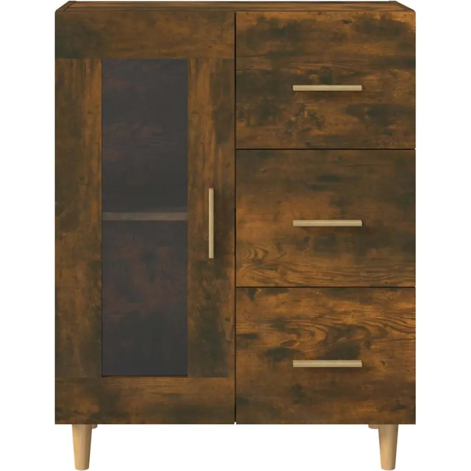 vidaXL Dressoir 69,5x34x90 cm bewerkt hout gerookt eikenkleurig, foto 4
