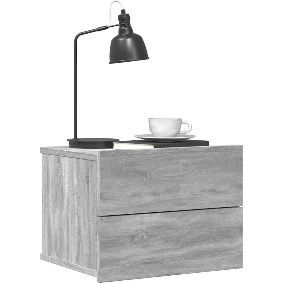 vidaXL Nachtkastje 40x30x30 cm bewerkt hout grijs sonoma eikenkleurig
