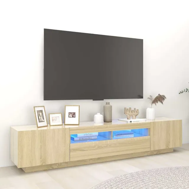 vidaXL Tv-meubel met LED-verlichting 200x35x40 cm sonoma eikenkleurig Bruin